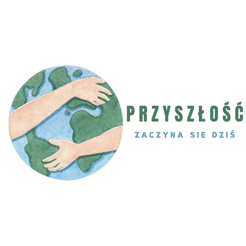 PZD logo poziom Logo projektu Przyszłość zaczyna się dziś - dłonie obejmujące kulę ziemską