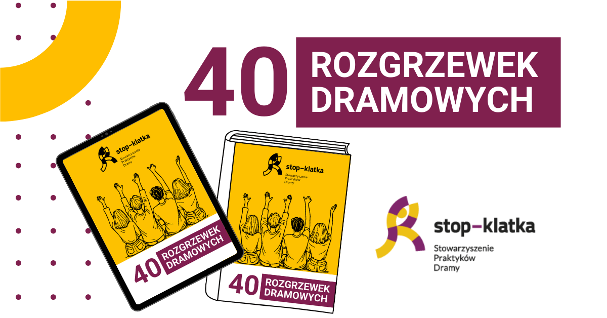 40 rozgrzewek dramowych – okladka Baner promujący publikację 40 rozgrzewek dramowych.