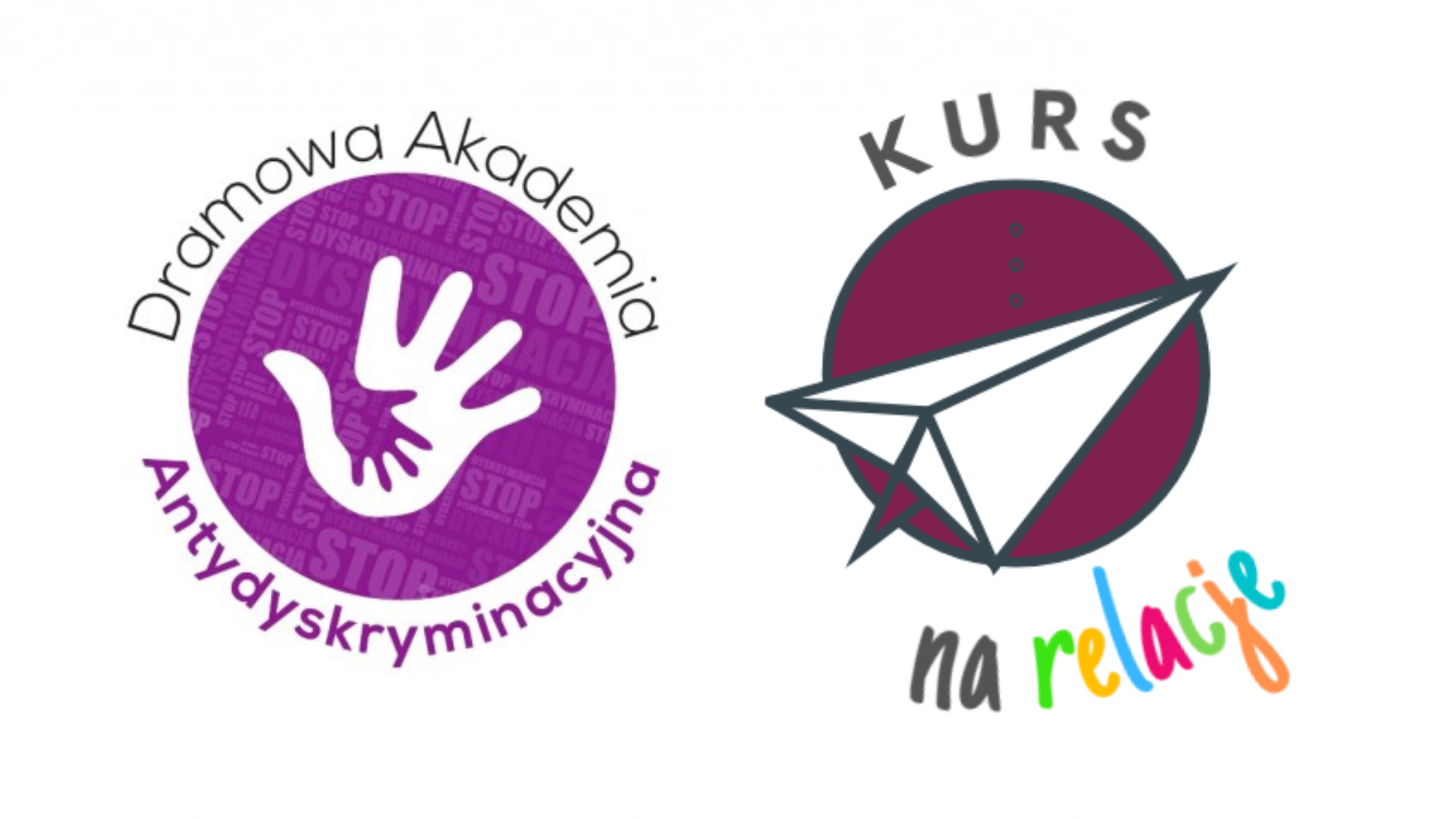 Logo DAA i KnR Logo Dramowej Akademii Antydskryminacyjnej i Kursu na relacje
